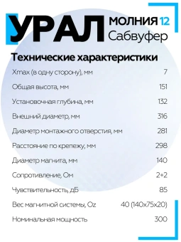 Сабвуфер URAL Молния 12